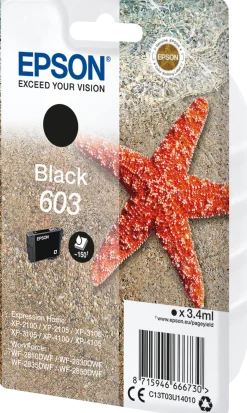 T03U Black 603 Ink Cartridge w/alarm