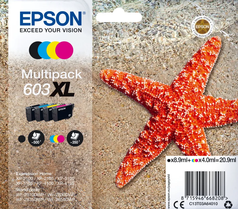 T03U Multipack 4-colours 603XL Ink Cartridge w/alarm