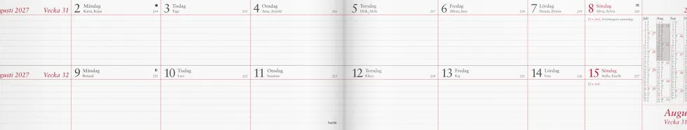 Tvåveckors Plankalender 2027