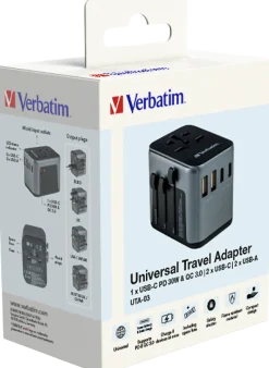 Universal travel adapter 1 X USB-C QC 3.0 2XUSB-C 2XUSB-A