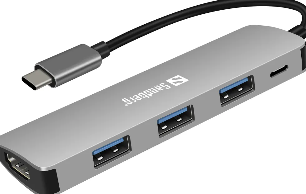 USB-C Dock HDMI+3xUSB+PD 100W, Alu