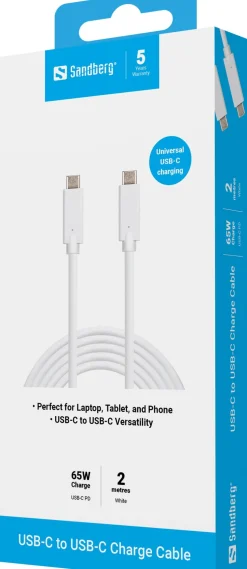 USB-C to USB-C Cable 60W, White (2m)