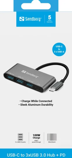 USB-C to 3 x USB 3.0 Converter, White