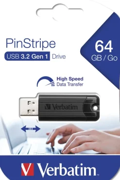 USB 3.2 PinStripe 64GB, Black
