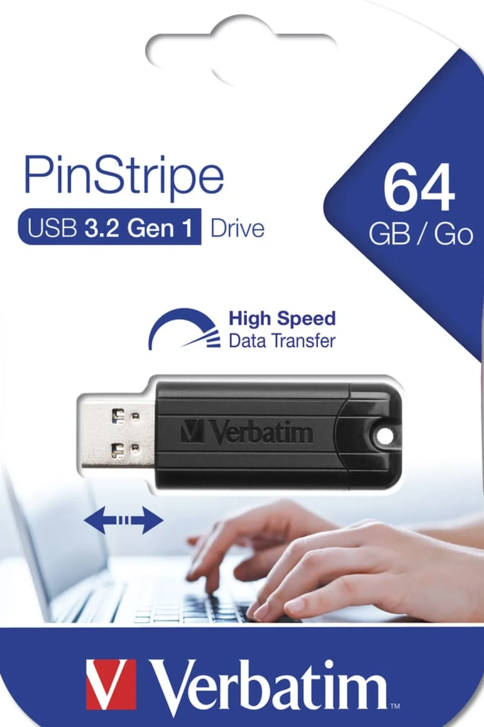 USB 3.2 PinStripe 64GB, Black