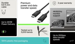 USB4 240W 20Gbps 2m Cable
