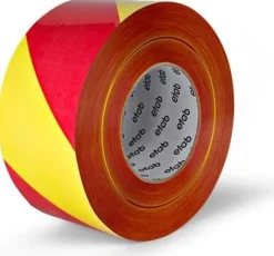 Varningsband 75mmx500m gul/röd