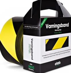 Varningsband 75mmx500m gul/svart