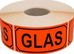 Varningsetikett Glas text 1000/rl