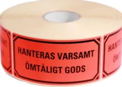 Varningsetikett Hanteras varsamt 1000/rl