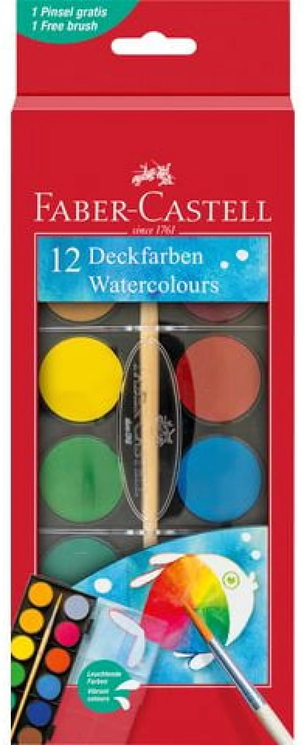 Vattenfärg FABER 12 färger inkl pensel