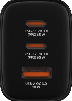 VERBATIM Essentials GaN Charger 65W EU 3-port Black