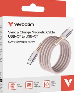 VERBATIM Sync N Charge USB C-USB C 60W Magnetic 1.2m Pink