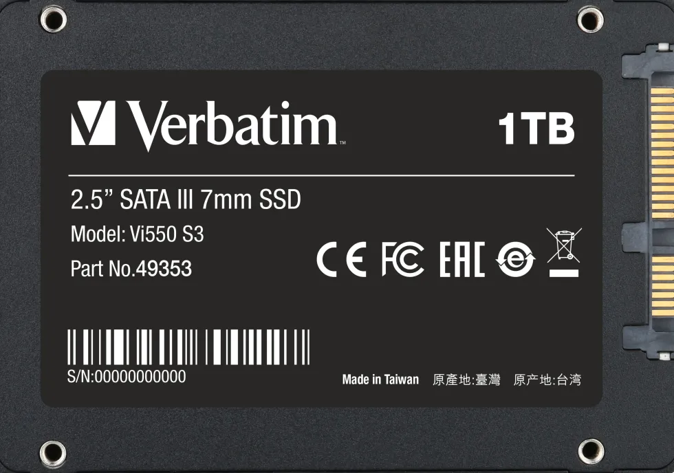 Verbatim Vi550 S3 SSD 2.5” SATA III 7mm 1TB