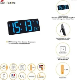 Väggur ALBA Hordgtl Ø38cm blå/svart