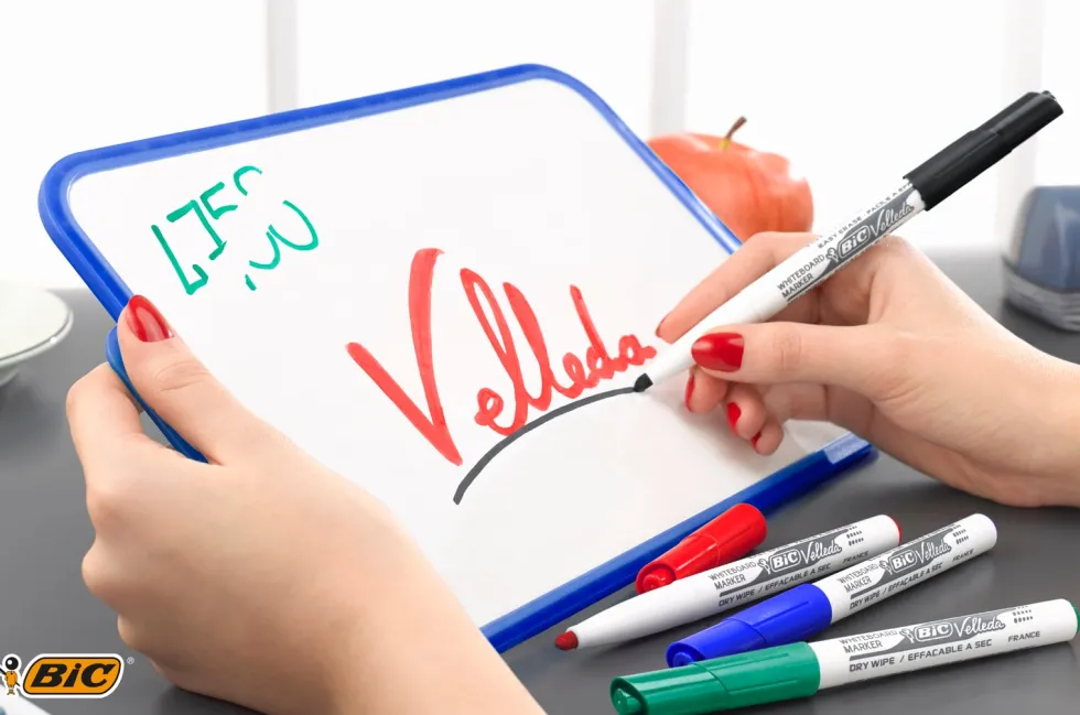 Whiteboardpenna BIC Velleda 1721 Fin, konisk, 4 färger/fp