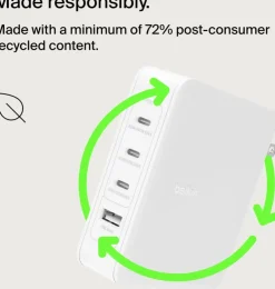 140W 4-ports USB GaN Wall Charger with UK, EU, US plug tips,