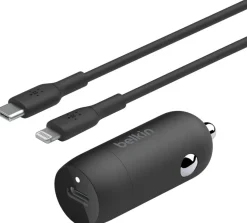 30W USB-C PD Car Charger With PPS W/PVC,C-LTG, 1m, Black