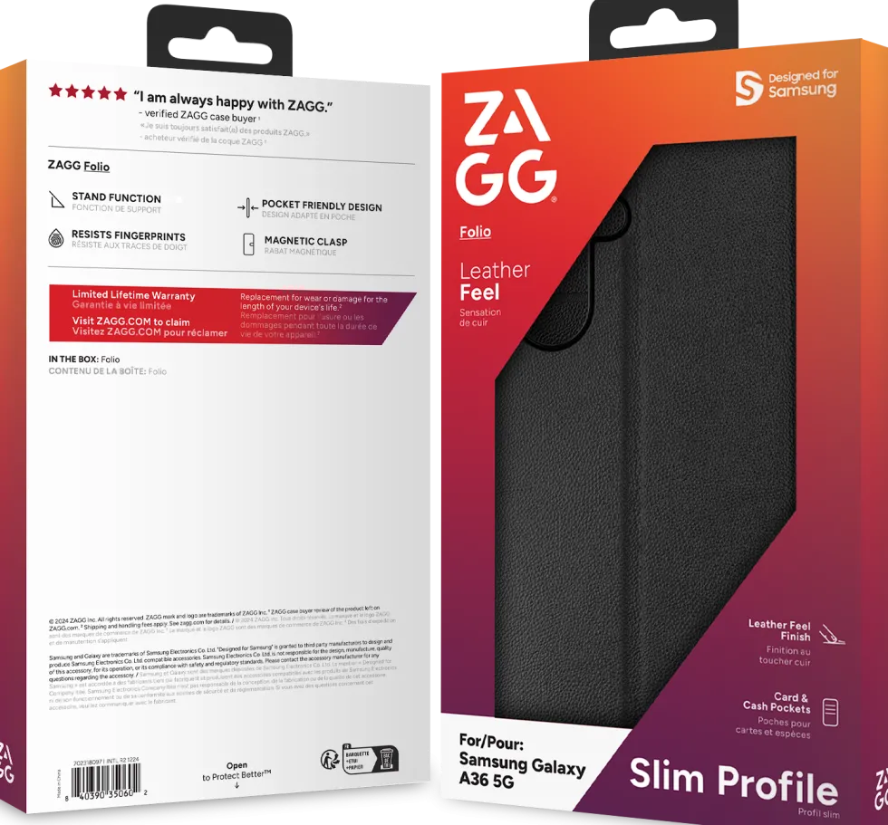 ZAGG Defence - Vikbart fodral för mobiltelefon - folio - svart