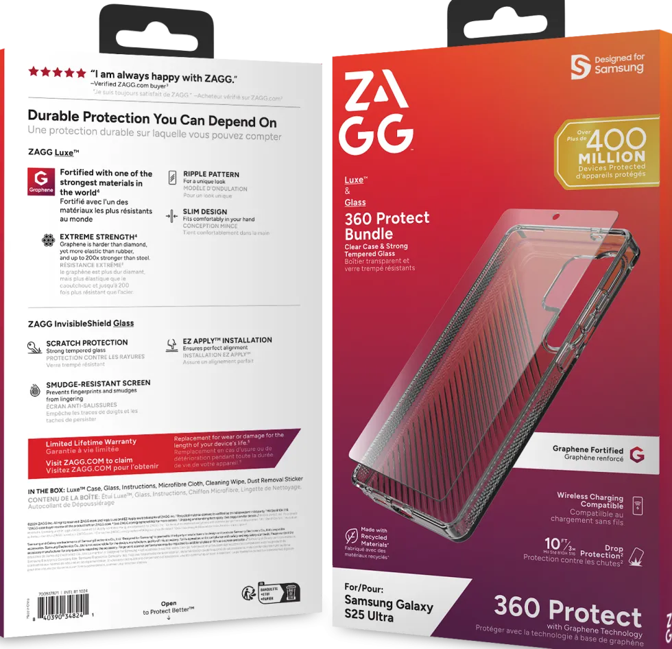 ZAGG Luxe - Baksidesskydd för mobiltelefon - grafen - klar - med