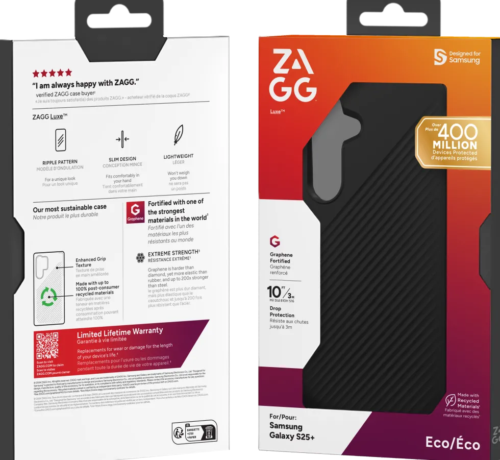 ZAGG Luxe - Baksidesskydd för mobiltelefon - svart - för Samsung