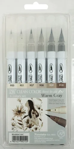 ZIG Clean Color Real Brush varm grå 6/etui