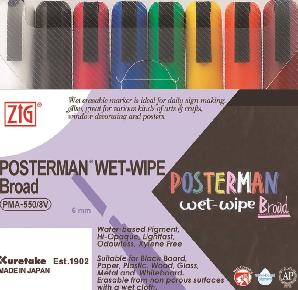 ZIG Posterman Wet-Wipe 6mm 8/etui